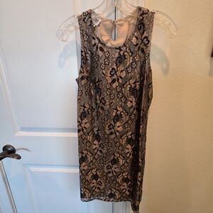 Elegant Black and Cream Lace Dress